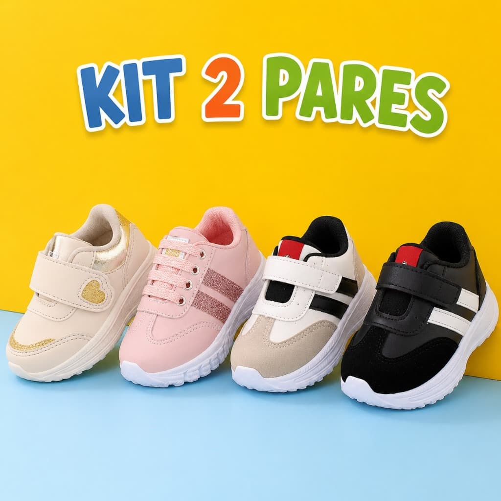 Kit 2 Tênis Infantil Menina e Menino Escola Passeio Conforto E Estilo