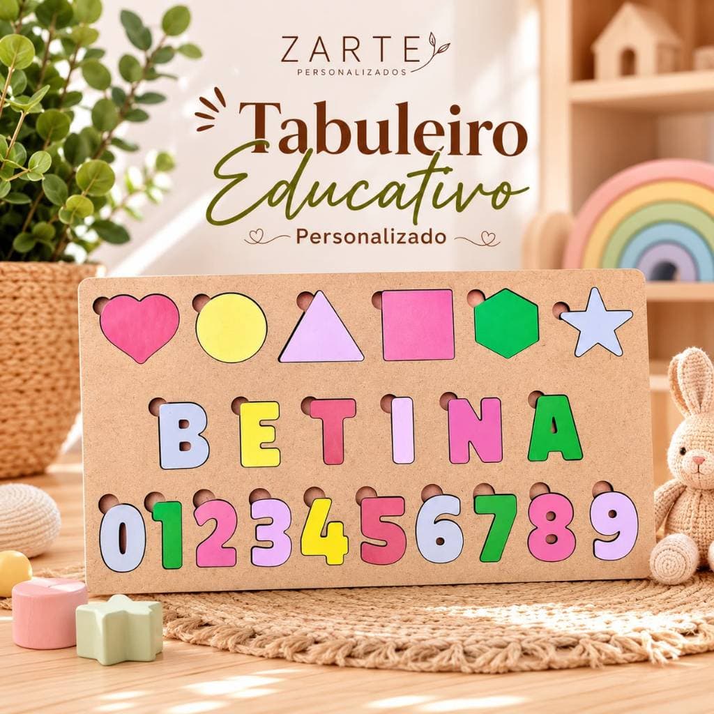 Brinquedo Montessori Personalizado com Nome Presente Infantil em MDF