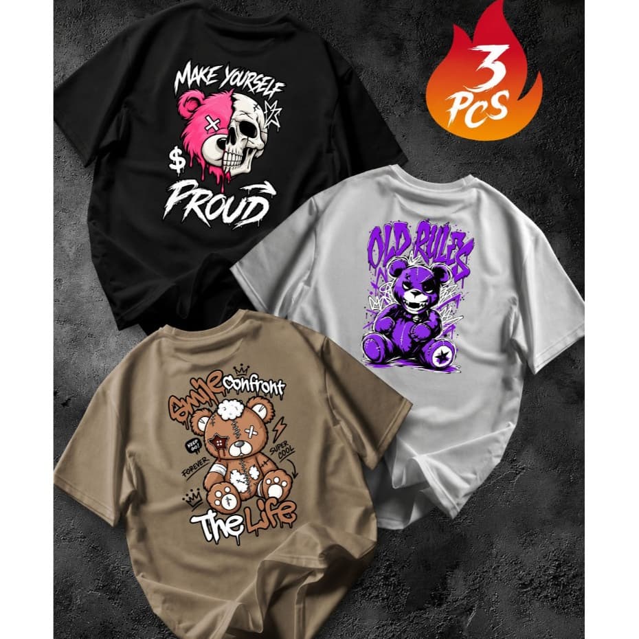 Kit 3 Camisetas Masculina 100% Algodão Camisa Fio 30.1Streetwear Confortável Oferta