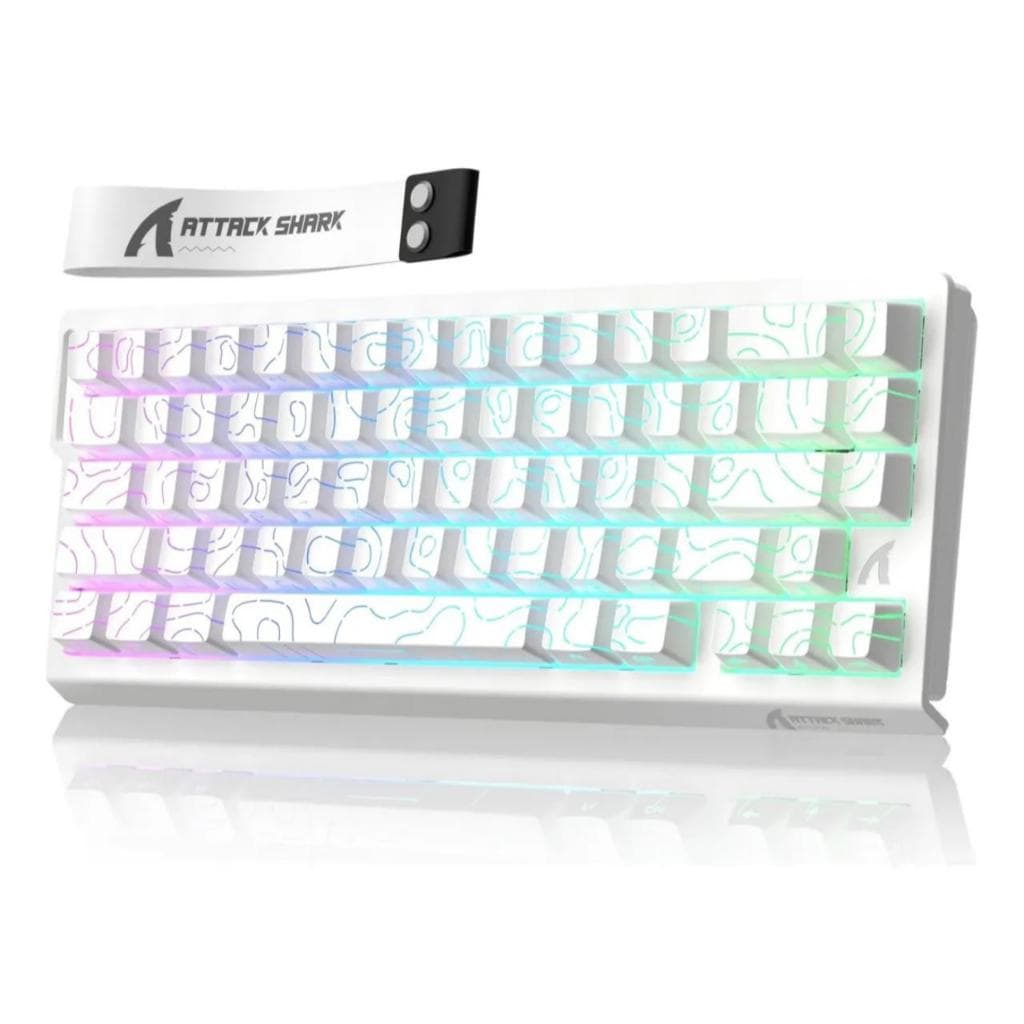 TECLADO GAMER  ATTACK SHARK X68 PRO HE WIRELESS COR BRANCO.