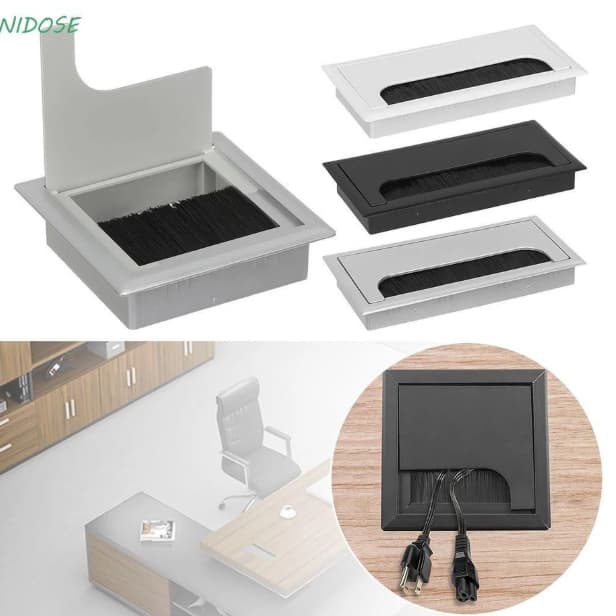 Organizador Passa Fios de Mesa 8cm Porta Cabos Plástico com Tampa para Escritório e Computador