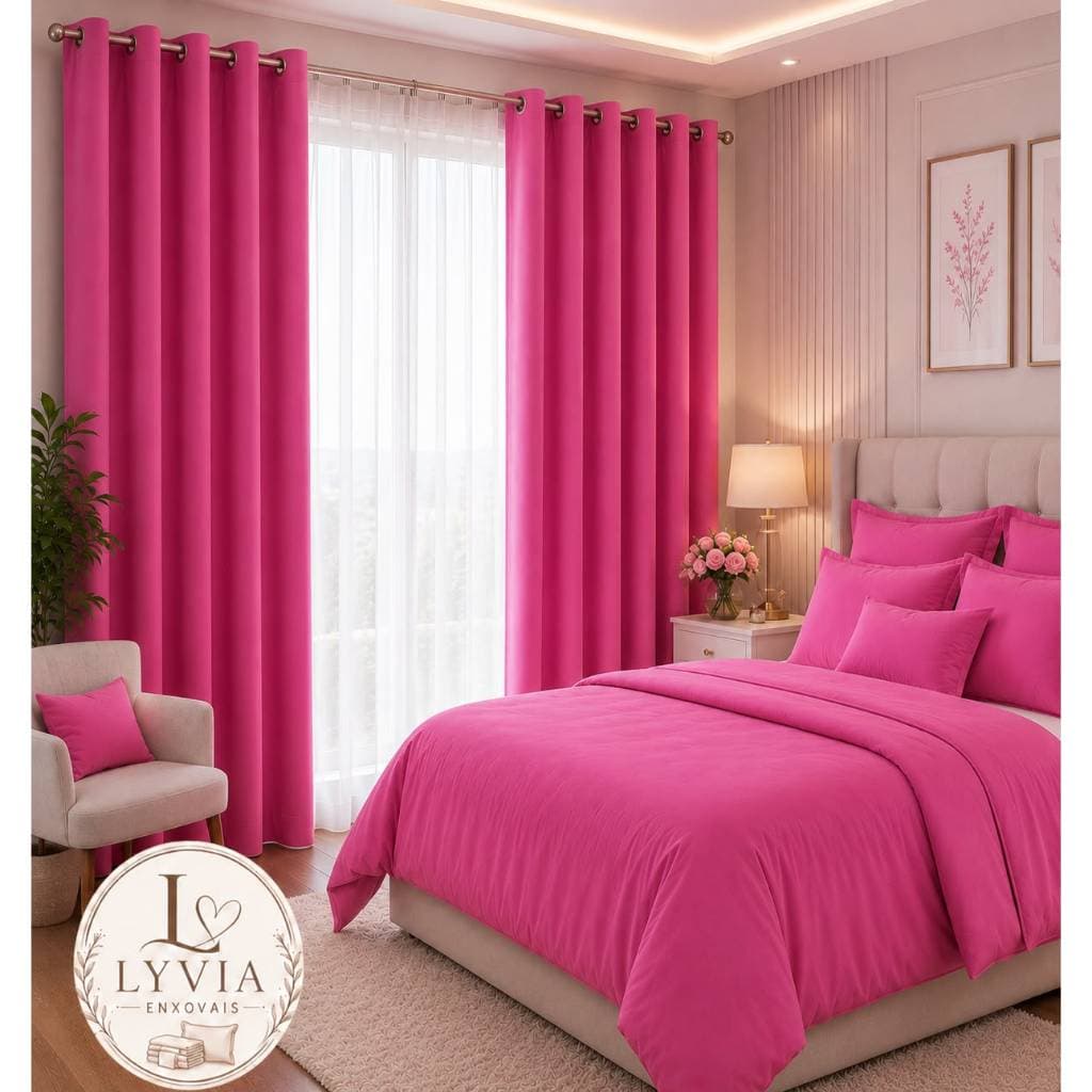 Cortina Roma Cor Pink 3.00m x 2.20m Para Sala e Quarto