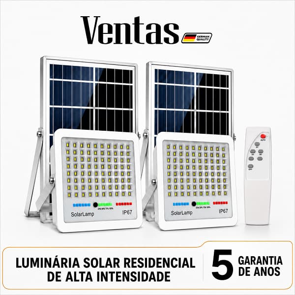 Ventas Refletor Solar LED Super Potente IP67 à Prova D’Água com Placa Solar para Área Externa