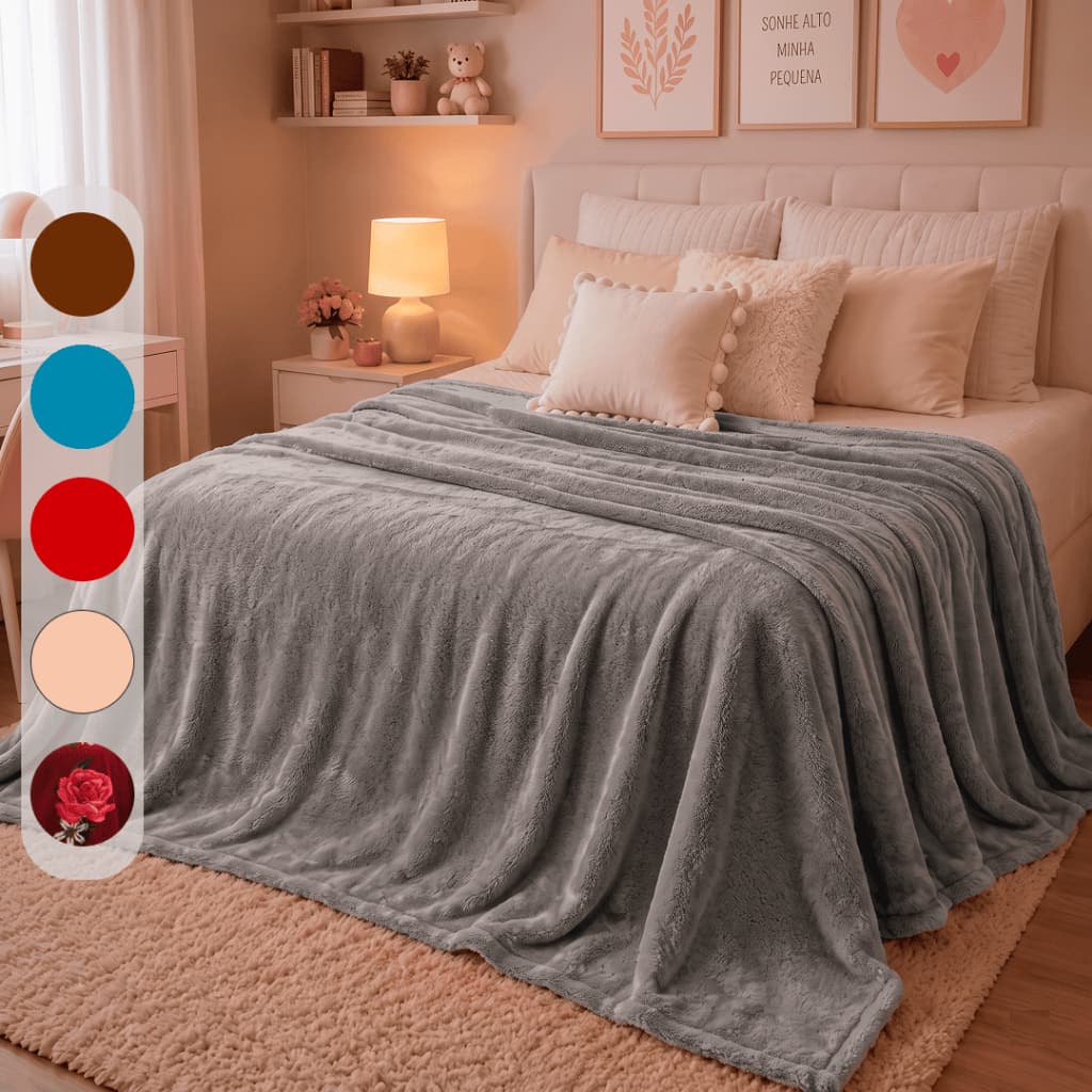 Cobertor Celta Manta Casal Microfibra Soft 1,80 x 2,00 Plush Toque Aveludado Antialérgica Varias Cores e Estampas