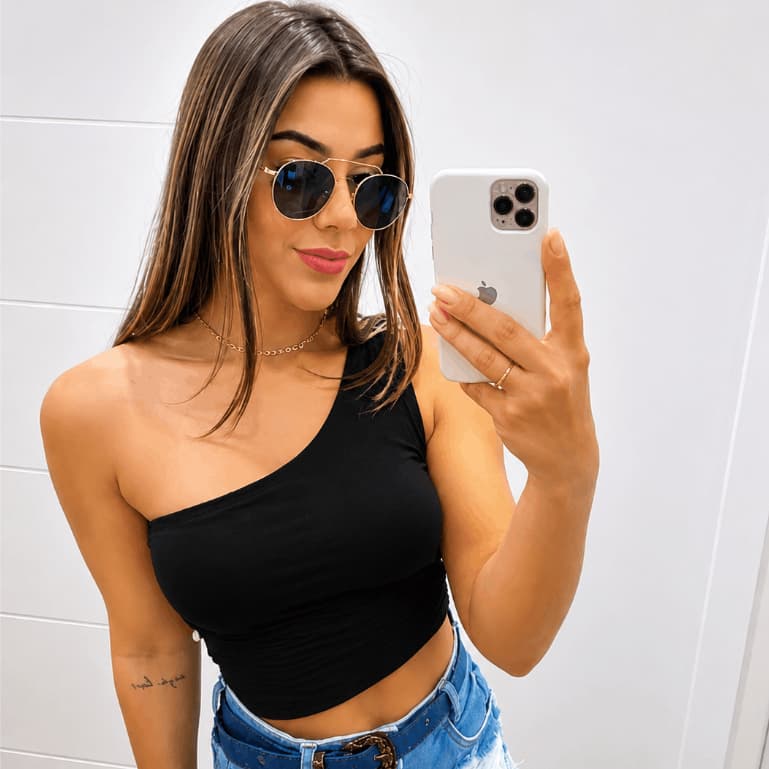 Cropeed Um Ombro Só Mula Manca Blusinha Feminina Várias Cores Tamanho P ao GG