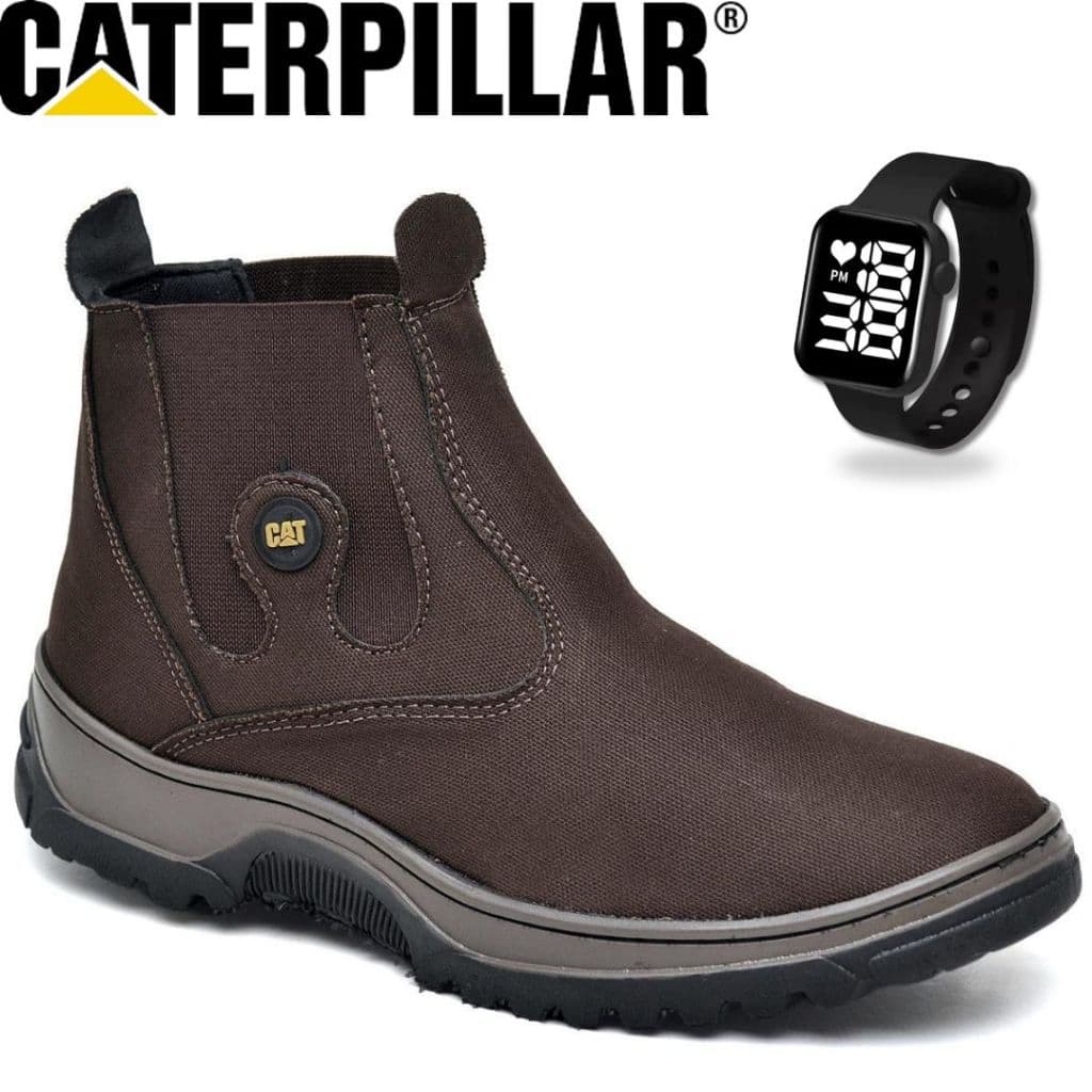 Botina Masculino Caterpillar Bota Texana + Relogio Digital