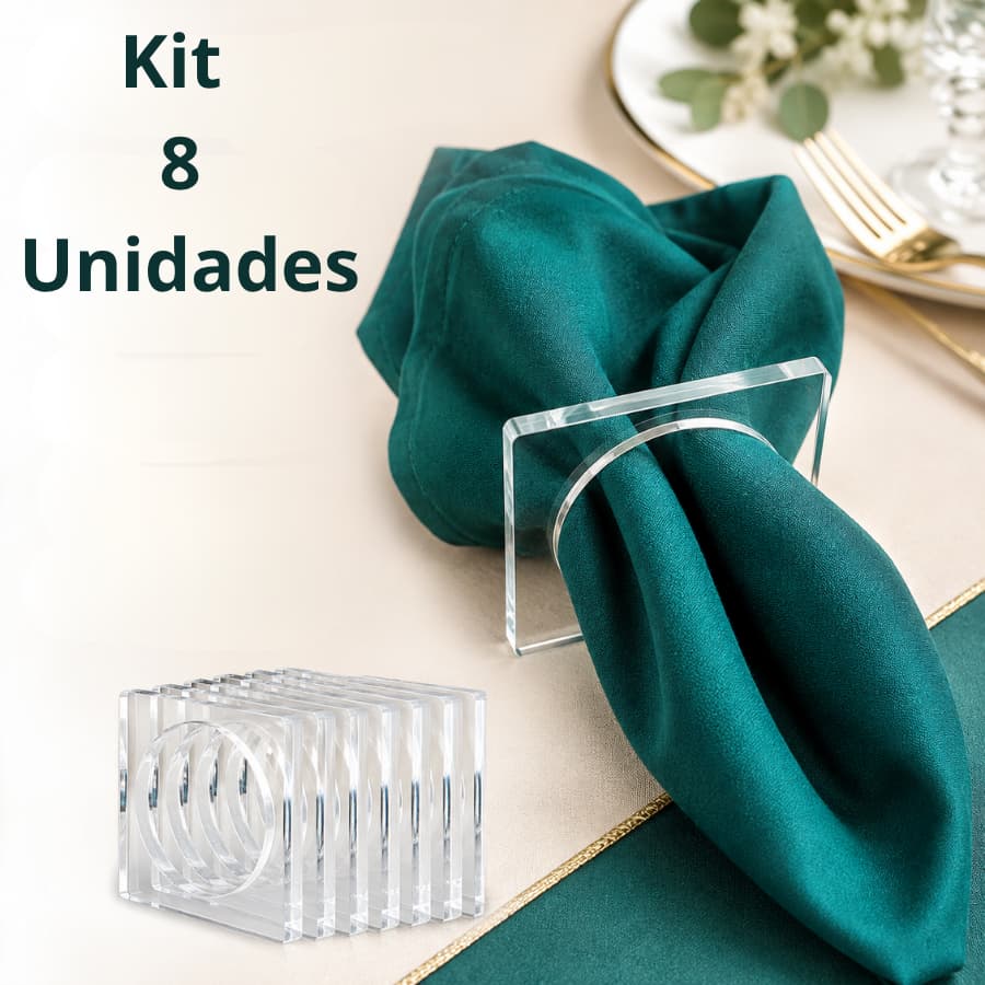 Kit Argola Porta Guardanapo Anel Acrílico Transparente Para Mesa 8 Unidades Qualidade Premium