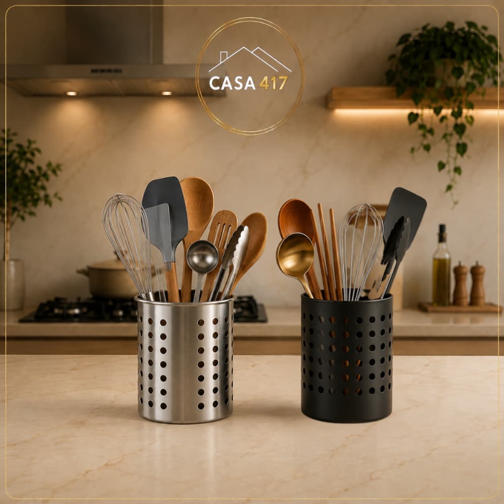 Escorredor de talheres Inox e inox black clink porta talher preto arredondado furado