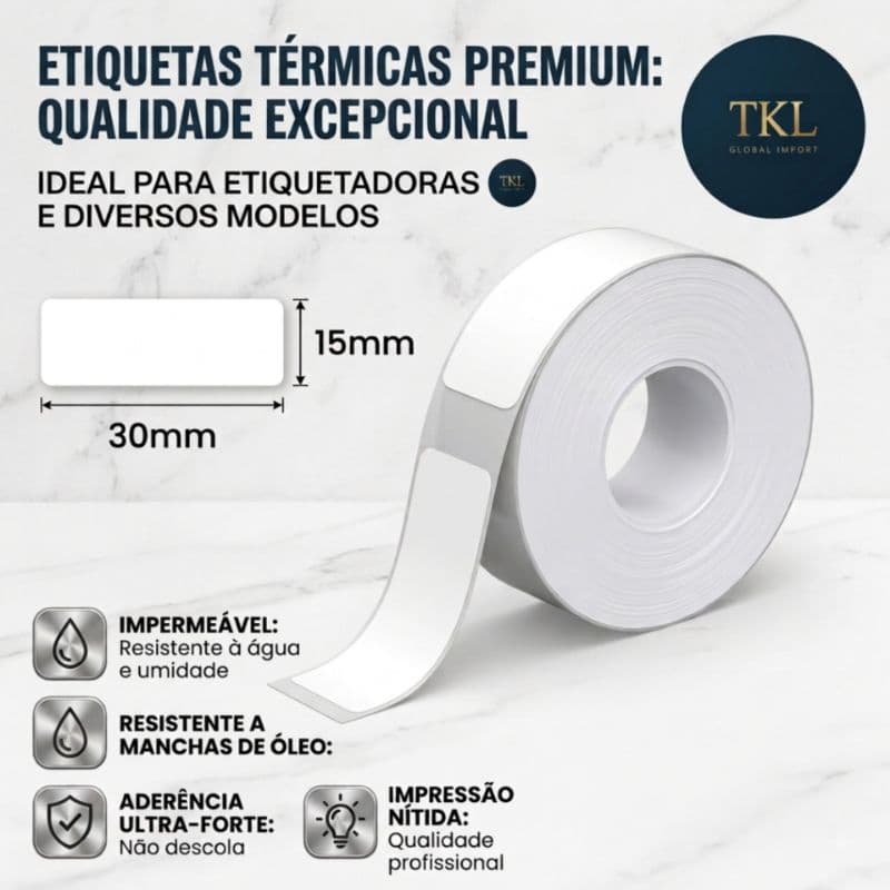 Rolo Bobina Papel Etiqueta Térmica 15x30mm Branca Adesiva para Mini Impressora Portátil – NIIMBOT NÃO É COMPATÍVEL
