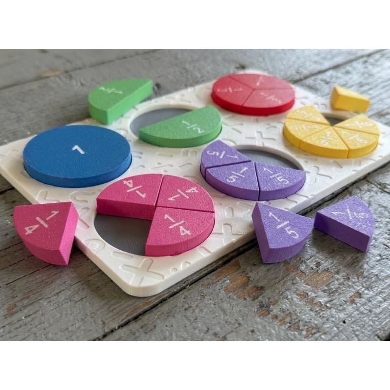 Quebra Cabeça De Frações Brinquedo Educativo Pedagógico Matemática Infantil 3D