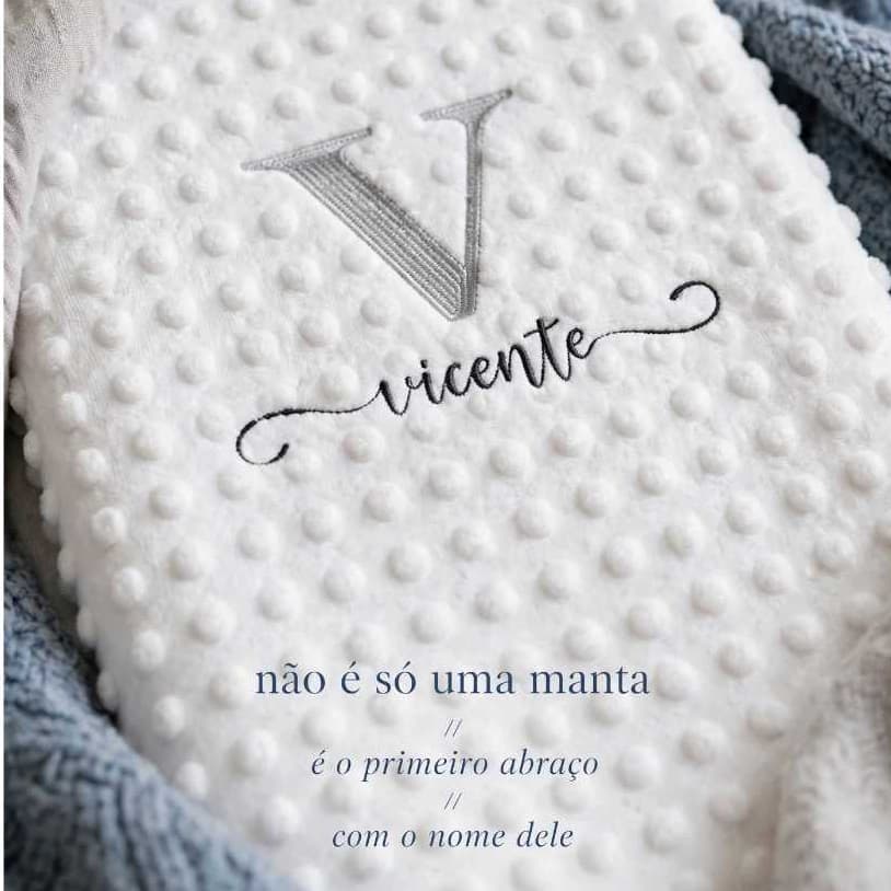 Manta Bebê Pipoquinha 78x78 Unica Face Microfibra Personalizada Nome Bordado Enxoval Presente