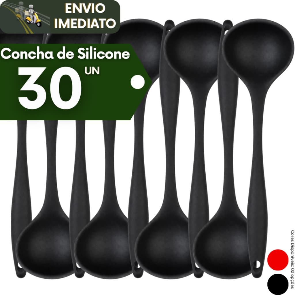 Kit 30 Concha de Silicone Grande para Feijão Sopa Caldo Resistente ao Calor Não Risca Panela Cozinha