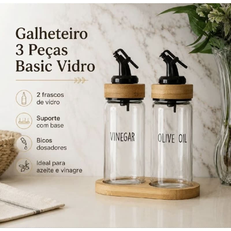 Galheteiro 3 Peças Basic Vidro - Wolff