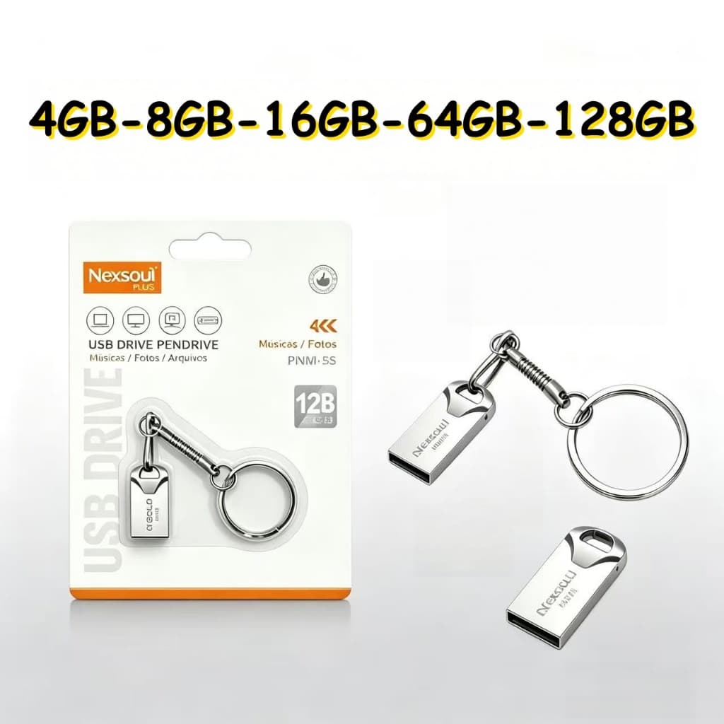 Mini Pendrive Chaveiro Metálico USB 2.0 4GB 8G 16G 32G 64G 128GB 🔑💾 Original