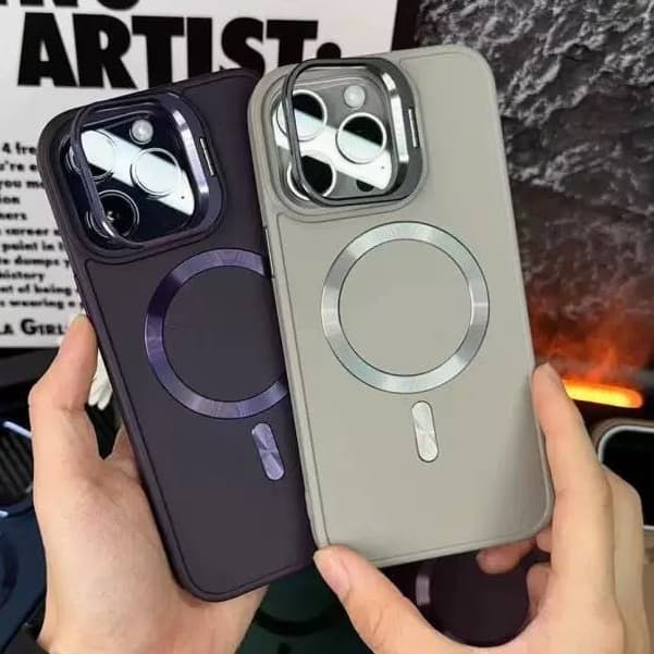 Capa Magnética para iPhone com Proteção de Câmera, Anel Magnético, Tampa Deslizante de Lente, Anti-Impacto e Antirrisco