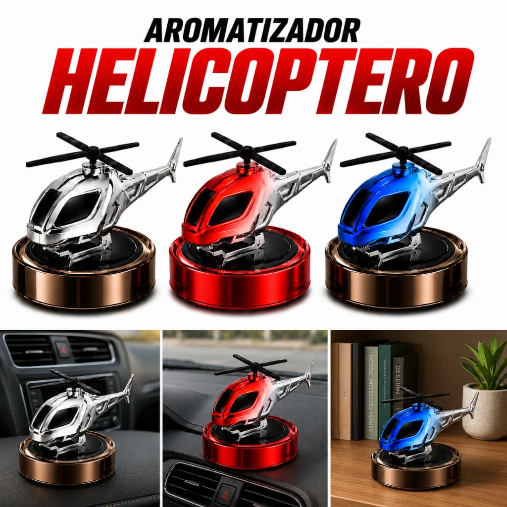 Difusor Aromatizador Cheirinho para Carro Solar em Formato de Helicóptero – Luxo, Elegância e Perfume Duradouro