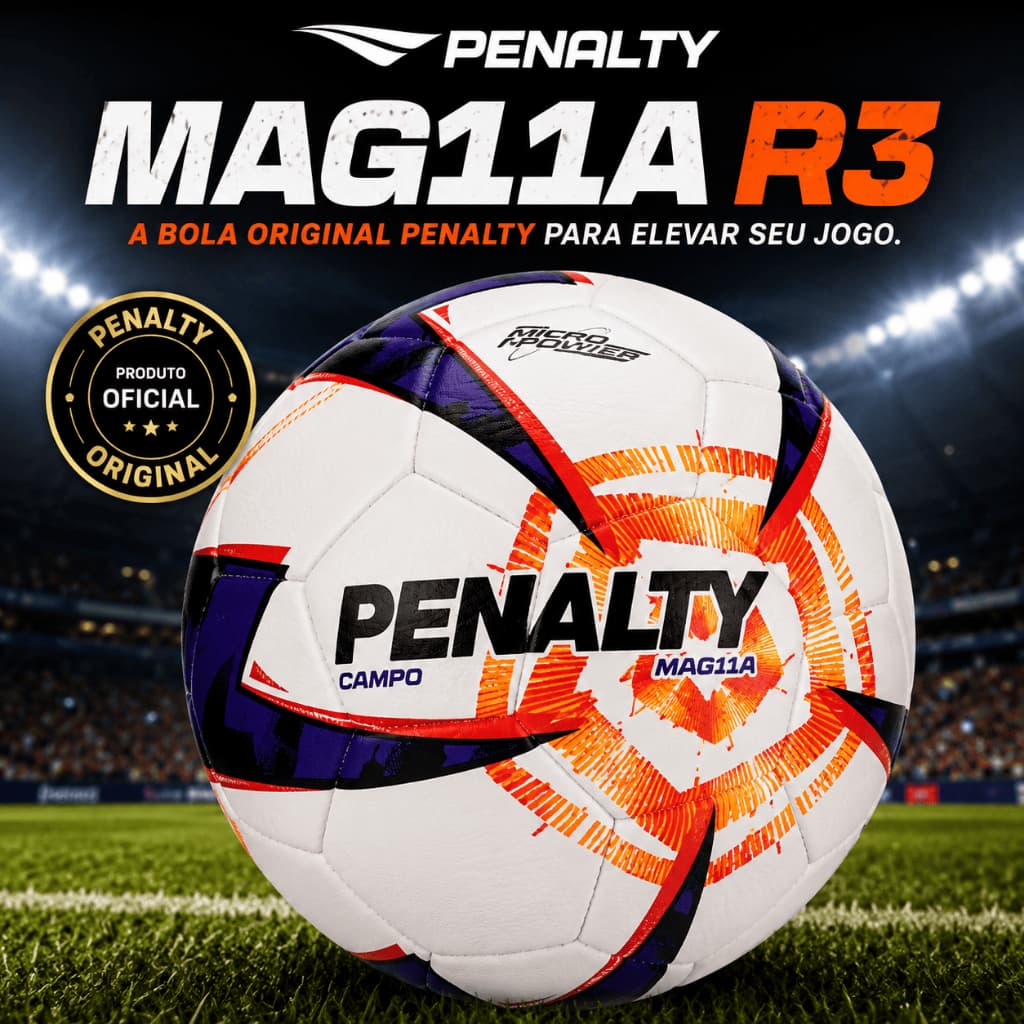 Bola de Futebol de Campo Penalty MAG11A R3 Magia Original Paulistão 2026 Futebol Treino Jogo Amado