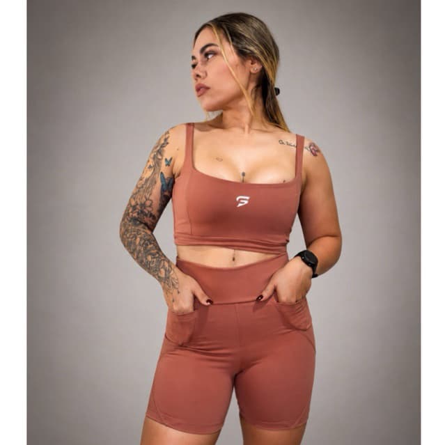 Conjunto fitness em poliamida com bolso