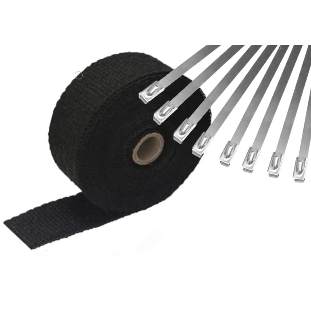 Fita Termotape Preta 10m 8 Zip Manta Térmica Escapamento Moto Tubulações Cano