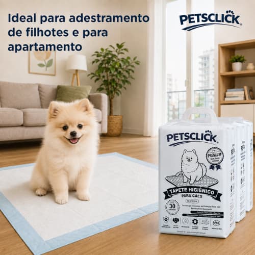 Tapete Higiênico Petsclick 30 Unidades 60x60 Para Cães Pet Branco