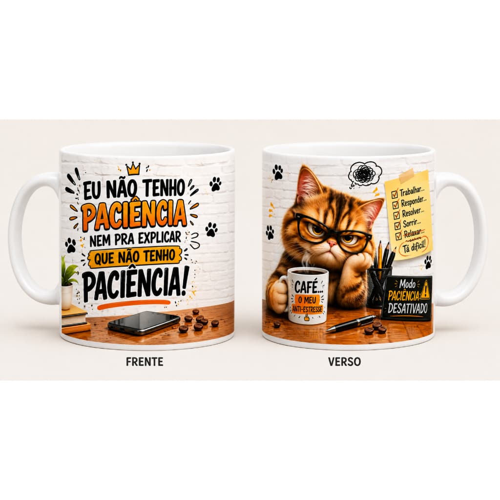 1 Caneca de Porcelana 325ml Engraçada – Frases Divertidas Café, Capivara e Gatinho | 3 Modelos para Escolher | Presente