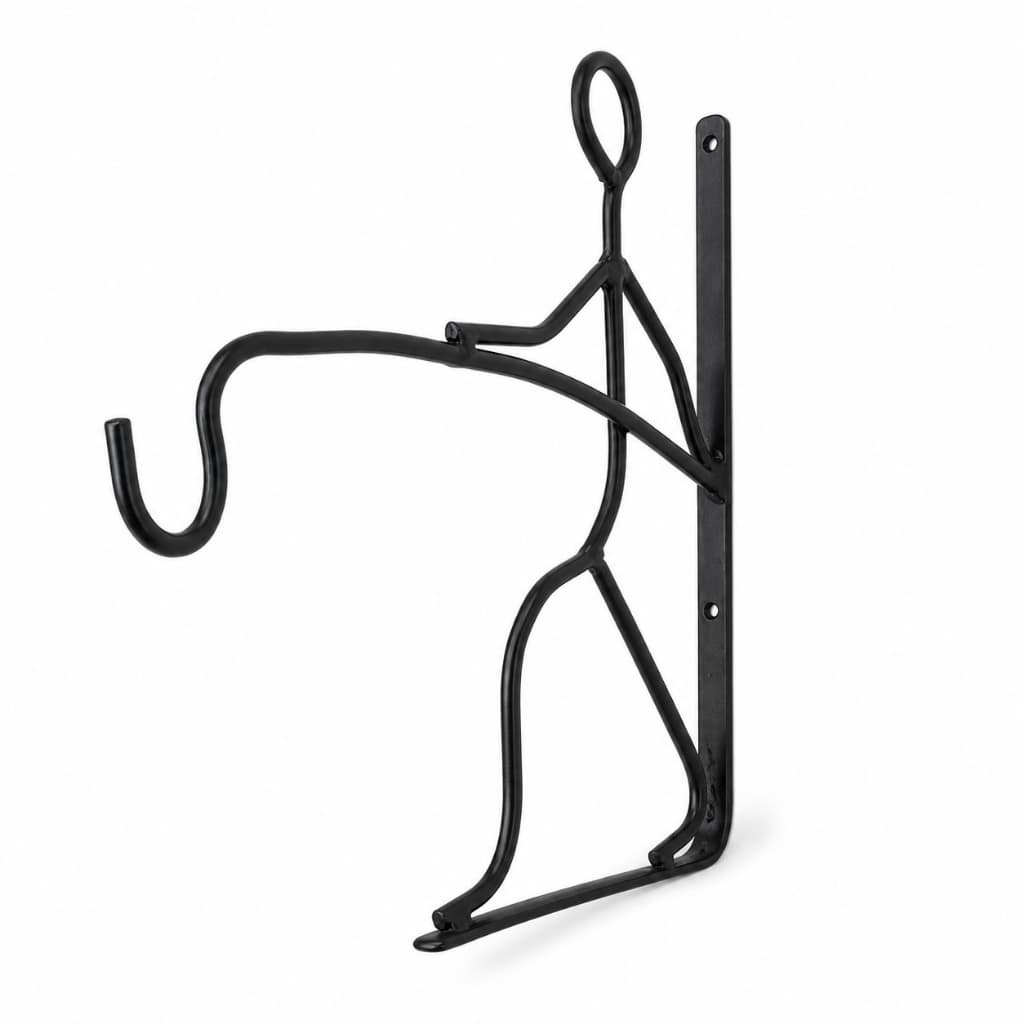 Suporte de Parede para Plantas em Ferro Modelo Pescador Preto para Vaso Pendente Jardim Varanda