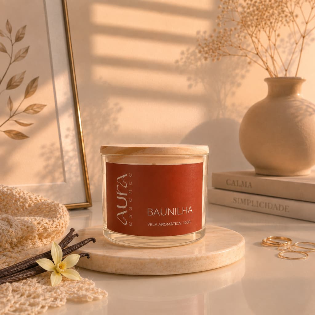 Vela aromática artesanal baunilha