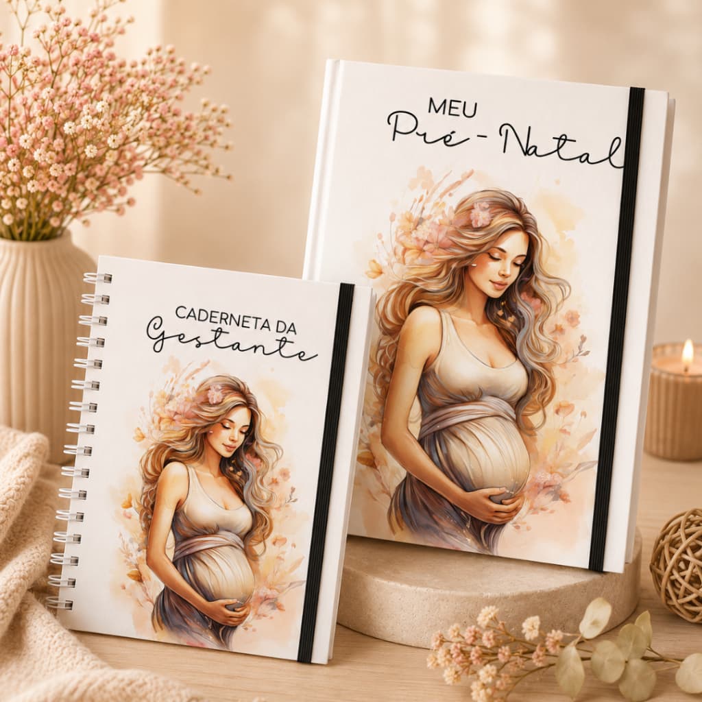Kit Gestante Caderneta de Vacinação + Pasta Pré-Natal Personalizada Porta Exames, Ultrassom e Documentos