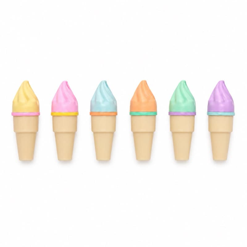 Marca-Texto Sorvete 6 Cores Pastel Kit Escolar Kawaii