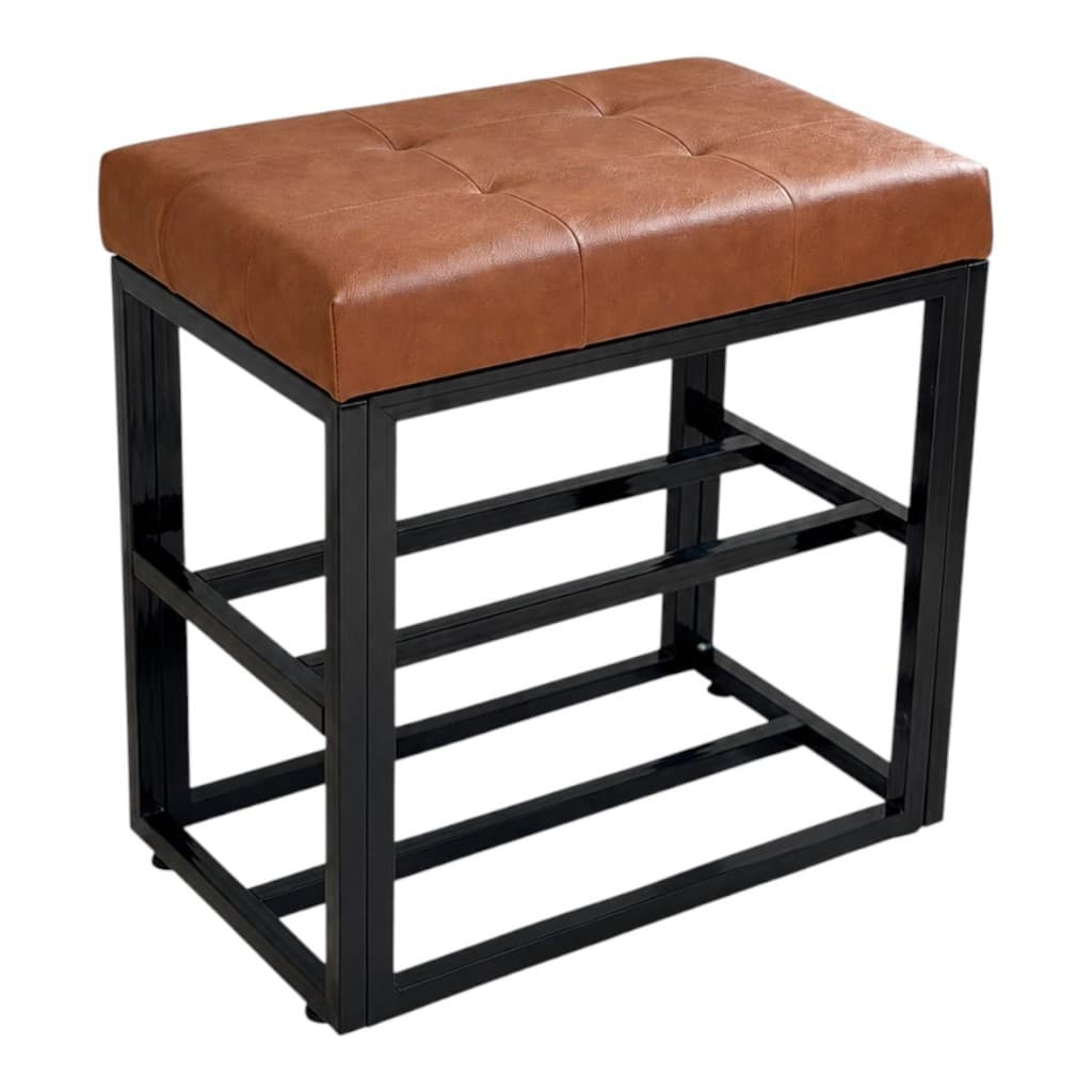 Banco Sapateira 50cm Estilo Industrial Com Estofado Capitone 4 Pares Organizadora Hall de Entrada Closet