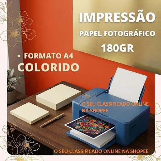 Kit com 10 Impressões Coloridas em Papel Fotográfico A4 180g Papel Glossy Branco (COM BRILHO) - ENVIO RÁPIDO