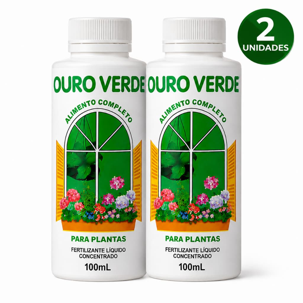 KIT 2 FERTILIZANTES OURO VERDE 100ML PARA PLANTAS - Nutrição e Crescimento