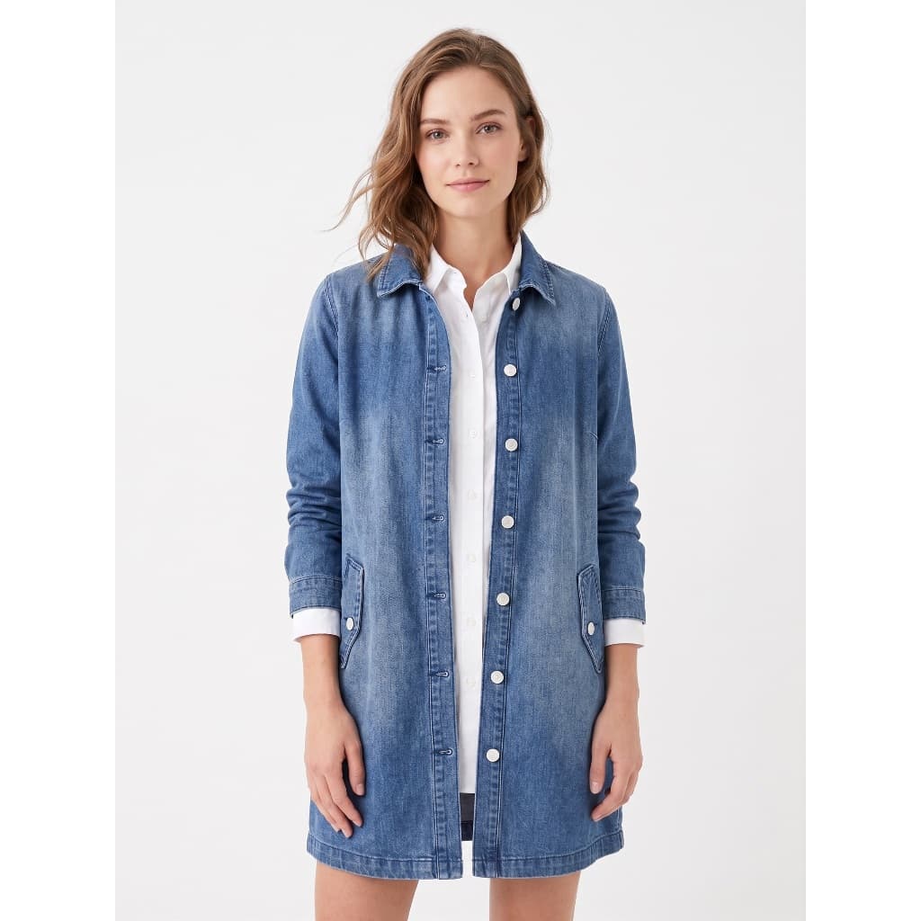 Jaqueta Feminina Jeans Manga Longa Moda Longa Novo Botões Casacos Camisas