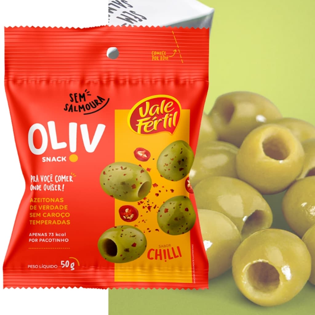 Snack´s Azeitona Verde Chilli S/ Caroço Vale Fértil Snack Apimentado 50g