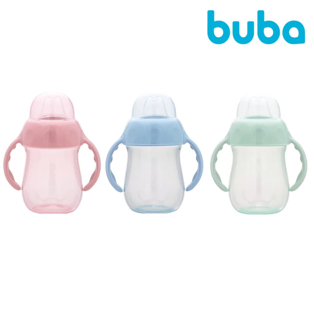 Copo Treinamento Anti Vazamento Com Alça Bico Silicone e Tampa 160ml Buba