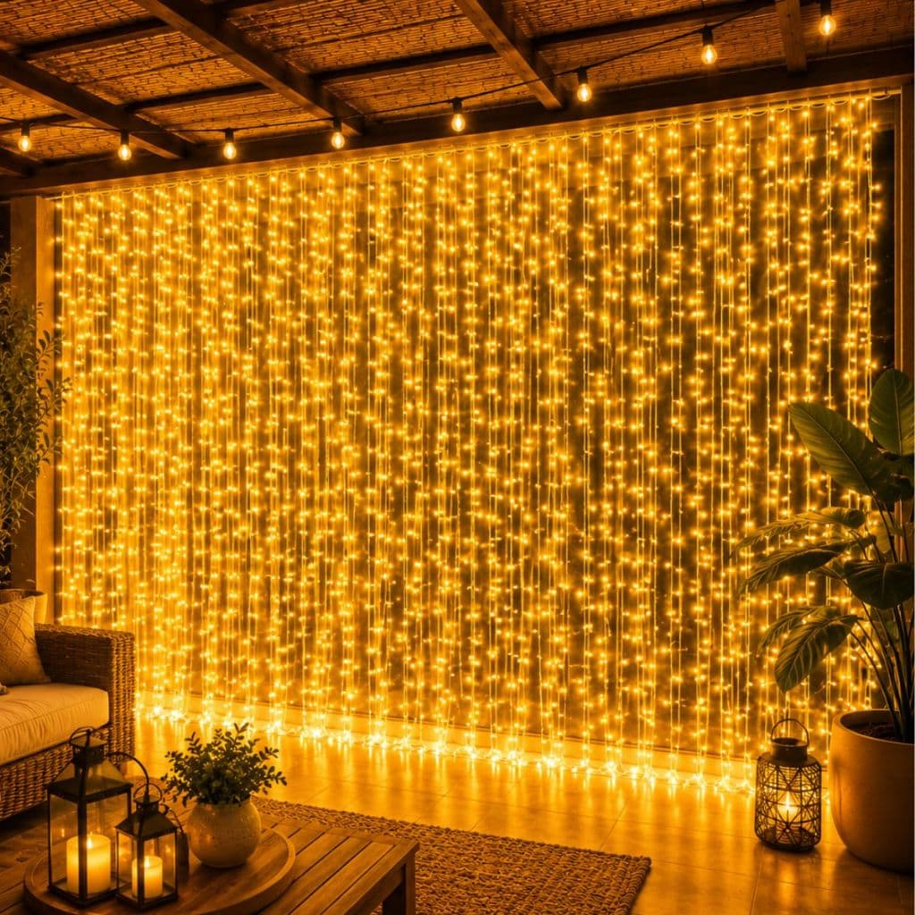 Cortina de LED Fada Cordão de Luz Janela Estrelas Guirlanda de Natal Alimentada por USB