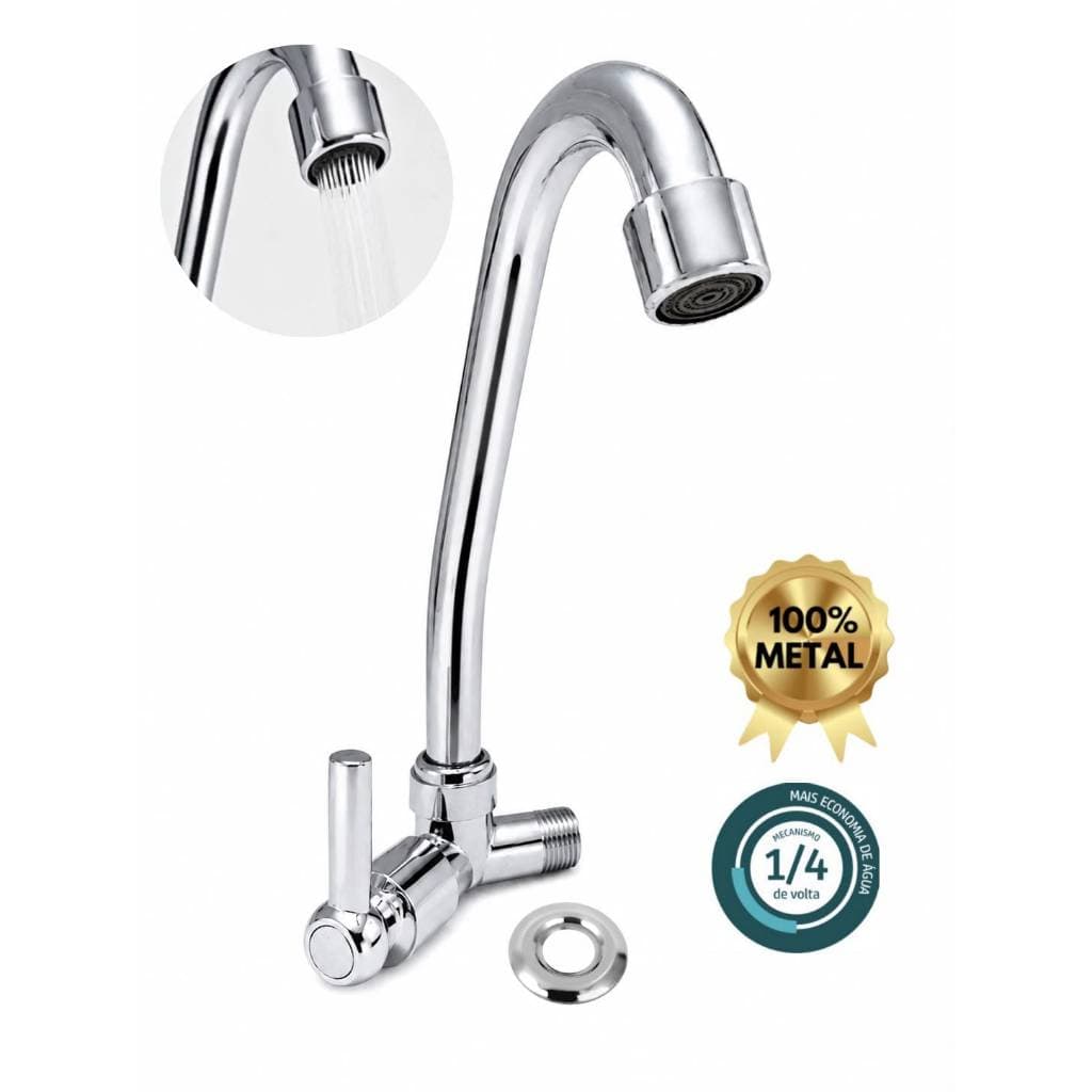 Torneira Cozinha Parede Bica Móvel METAL 100%