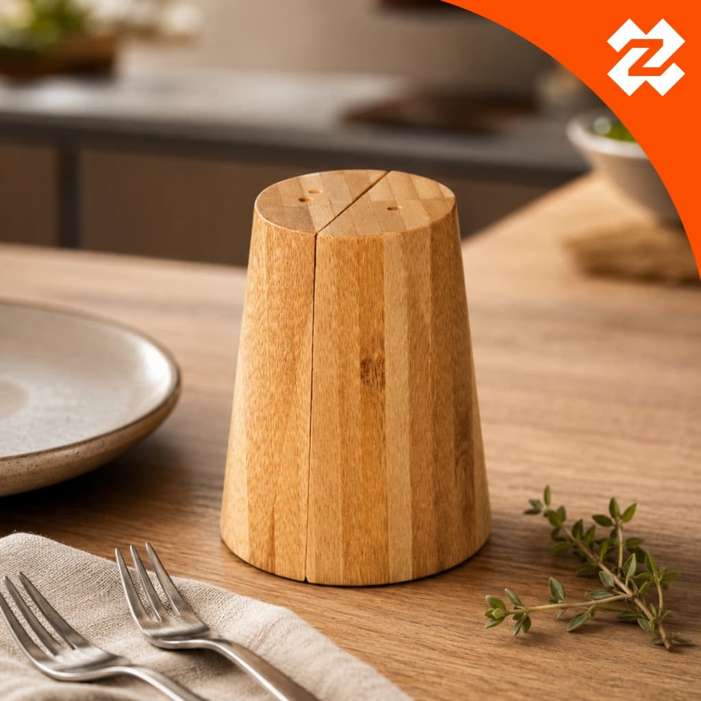 Saleiro Pimenteiro Ecokitchen Bambu com Tampa Não Vaza Sal Pimenta Tempero Condimentos Mimo Style