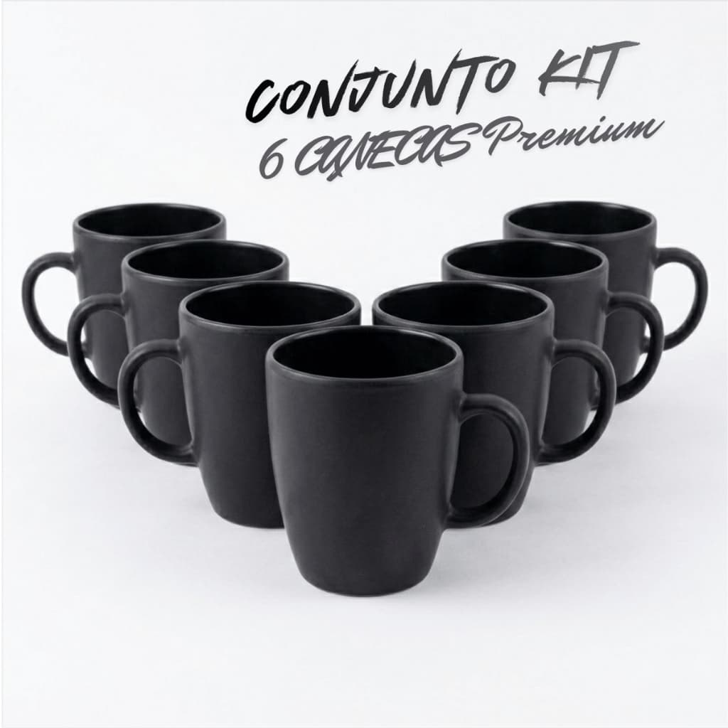 Jogo Com 6 Canecas Xicaras De 300ml Xicara Premium Kit 6 Unidades