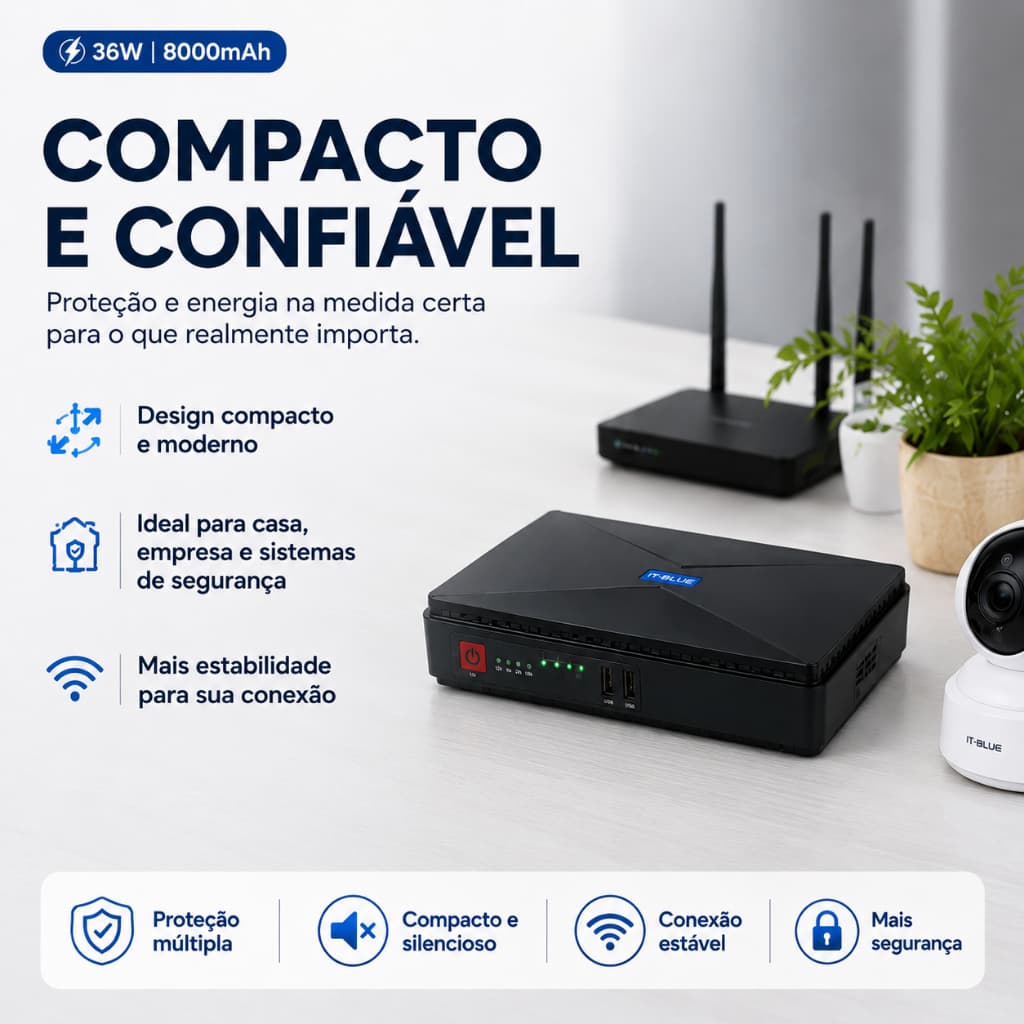 Mini UPS Nobreak 36W 8000mAh 5V 9V 12V PoE Para Roteador WiFi Modem ONU Câmera CFTV
