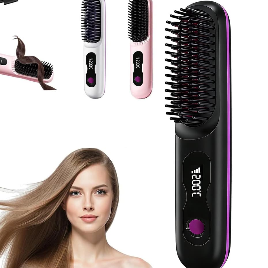 Escova Alisadora Elétrica Portátil USB | Alisador de Cabelo para Viagem e Uso Diário