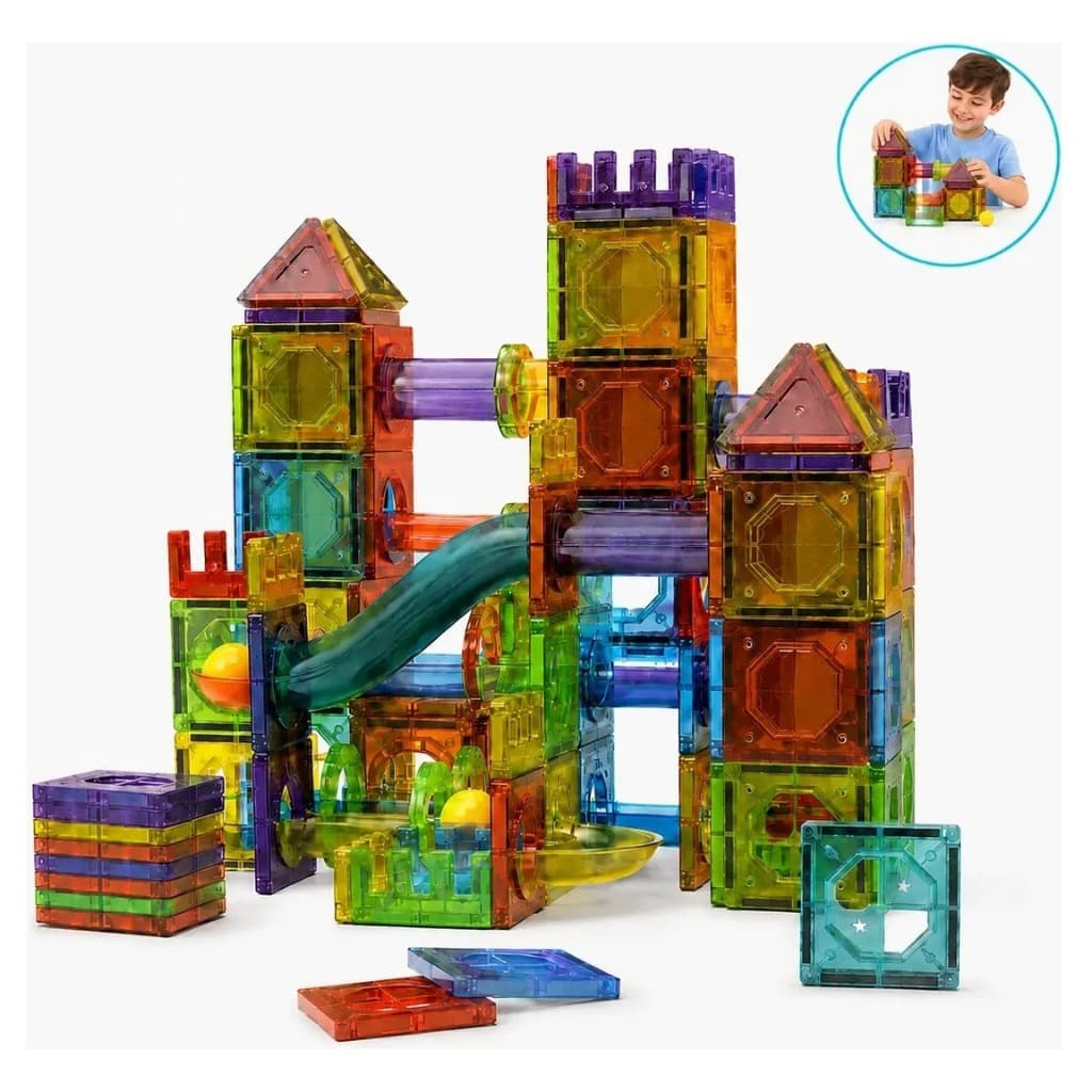 Blocos de Montar Magnéticos Infantil Kit Construção 158 Peças Educativo STEM Criativo Brinquedo Menino Menina Presente
