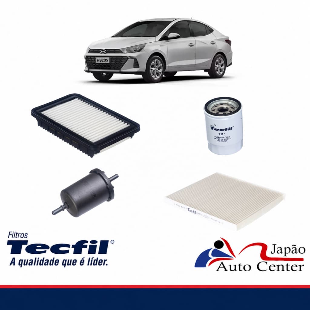 Kit Troca de Filtros HB20S. Filtro de Ar do Motor, Filtro de Óleo, Filtro de Combustível e Filtro da Cabine