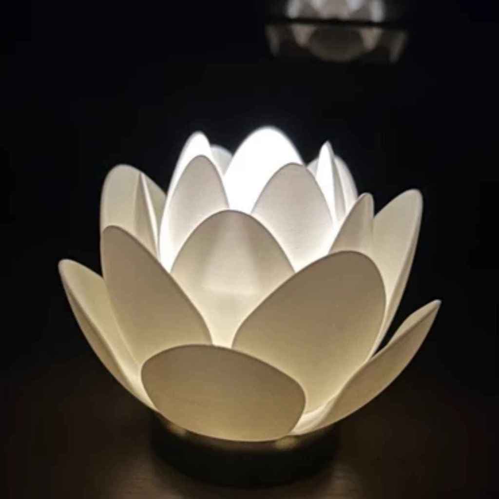 Luminária Flor de Lótus com Vela LED Grátis eletrônica Presente Decoração