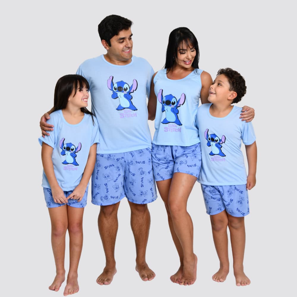 Kit Família Pijama Verão de Personagem Promoção Adulto Infantil Mãe Pai Filhos