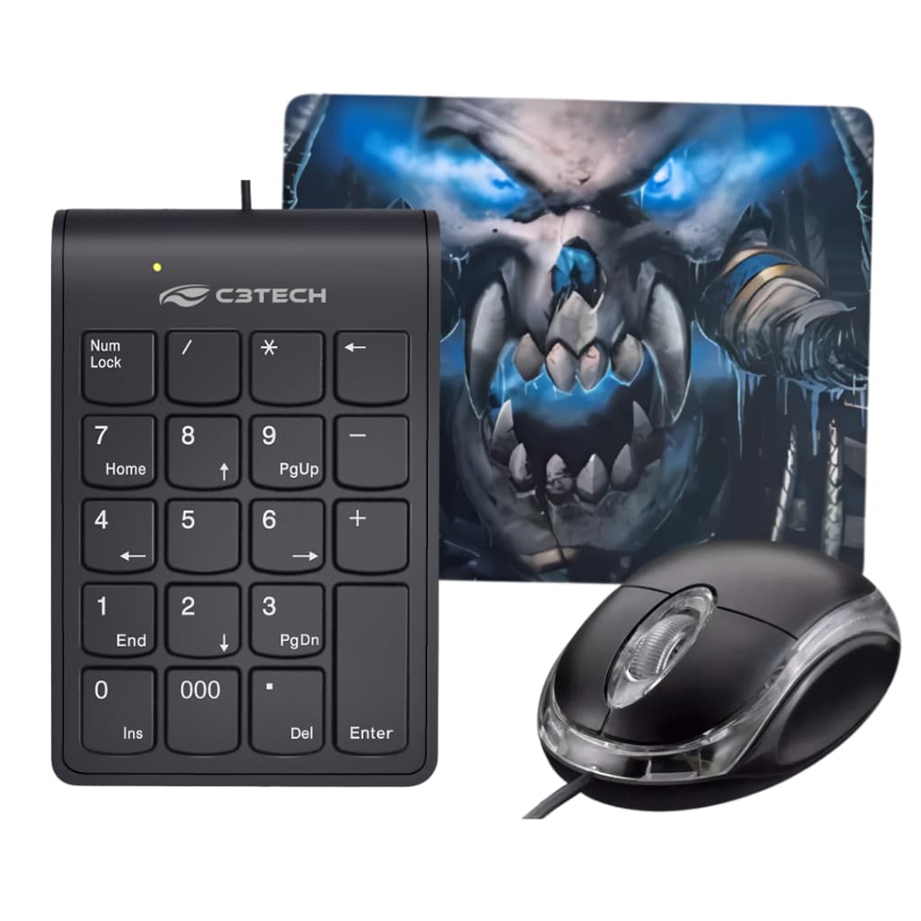 Teclado Numérico 18 Teclas + Mouse + Mouse Pad Office Usb