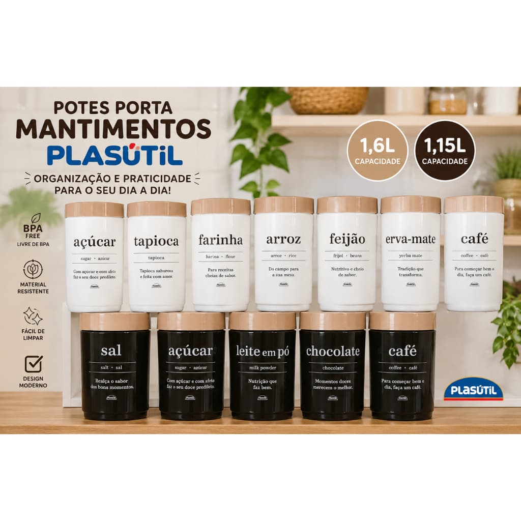 Pote Porta Mantimentos Plasútil – Organização e Praticidade para sua Cozinha