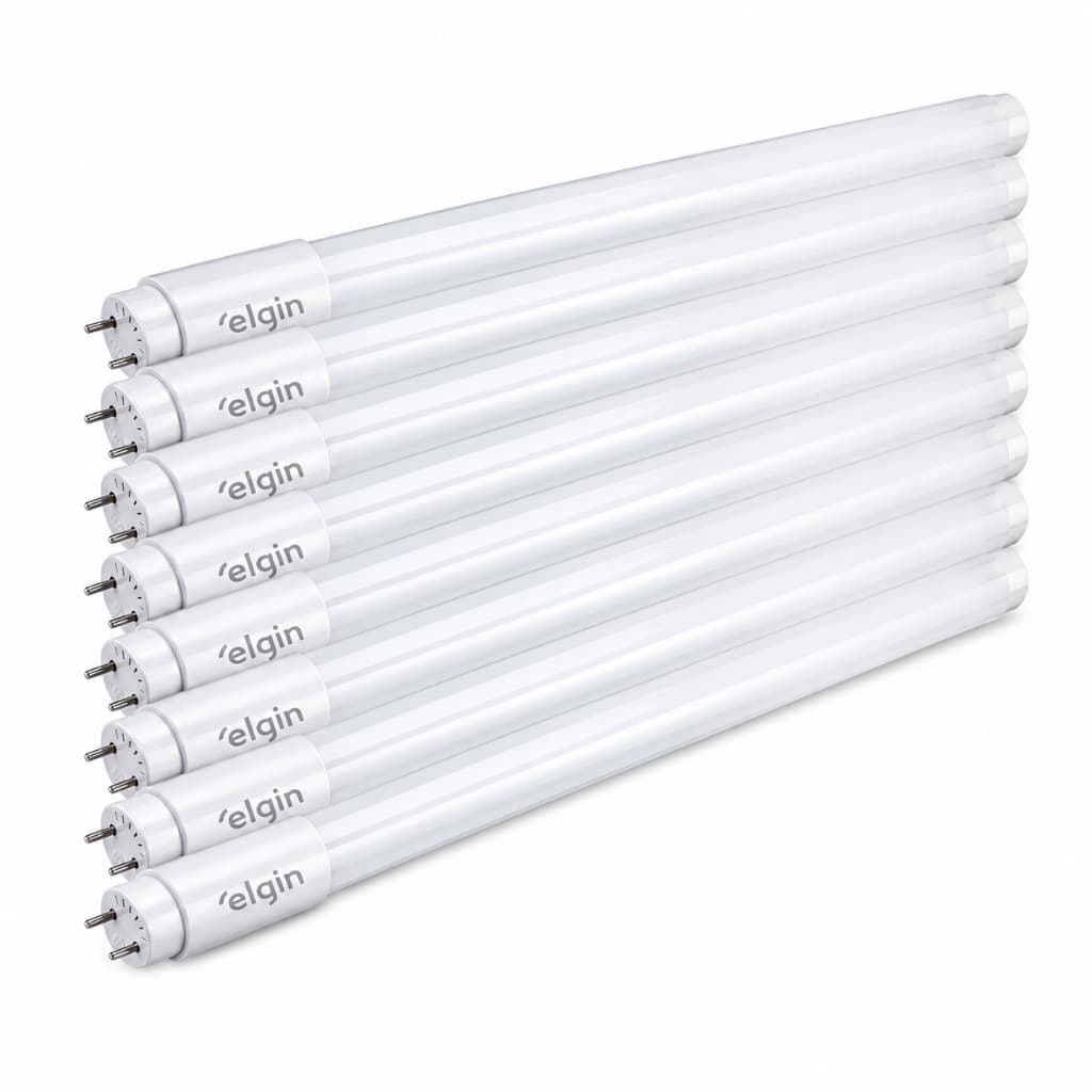 Kit 10 Lâmpadas LED Tubular T8 120cm 18W Bivolt Branco Frio