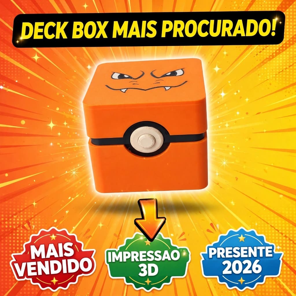 Deck Box Charizard Impressão 3D Caixinha Para Cartas TCG Magic pokem0n yugi
