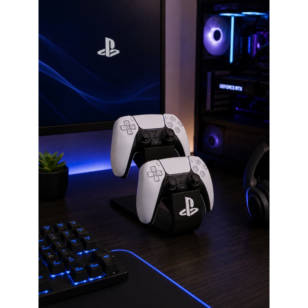Suporte Duplo Para Controle Setup Gamer PS5 PS4 Organização Mesa Suporte Para 2 Controles